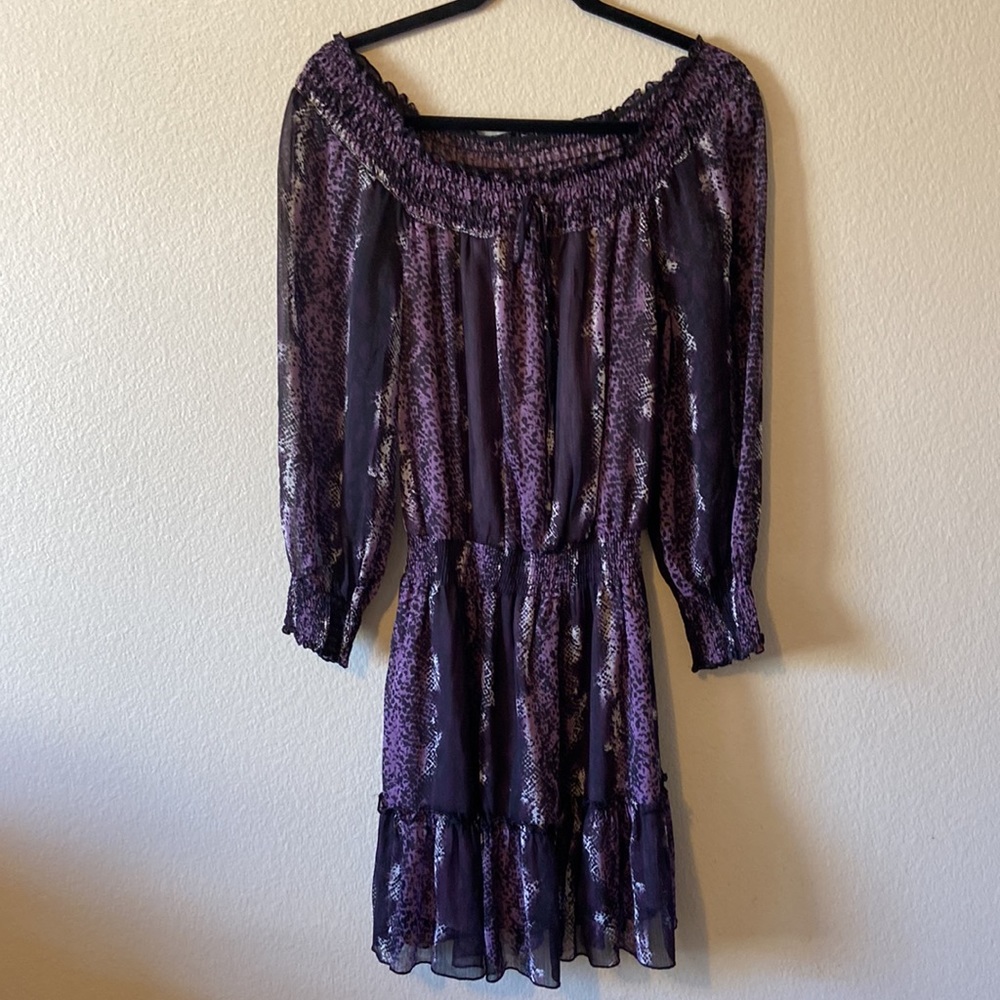 Leopard print Purple & Black Sheer w lining Dress